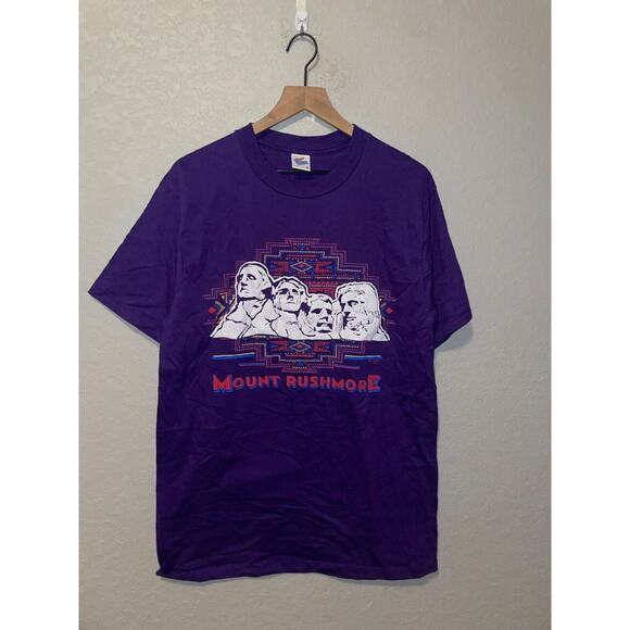 Vintage Mount Rushmore Shirt Graphic Tee Purple Jerzees L USA 90s Tourist Large - Picture 2 of 11
